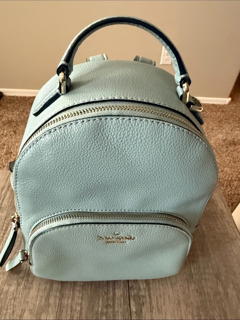 kate spade Light Blue Pebbled Leather Mini Backpack